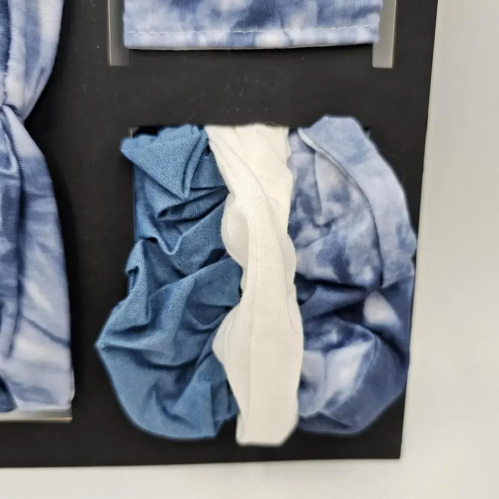 Noir 5 Piece Tye-Die Headband Scrunchies‎ And Mask